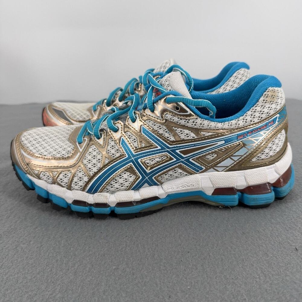 ASICS Gel Kayano 20 20th Anniversary Womens 7.5 Blue Silver T3N7N Running Shoes
